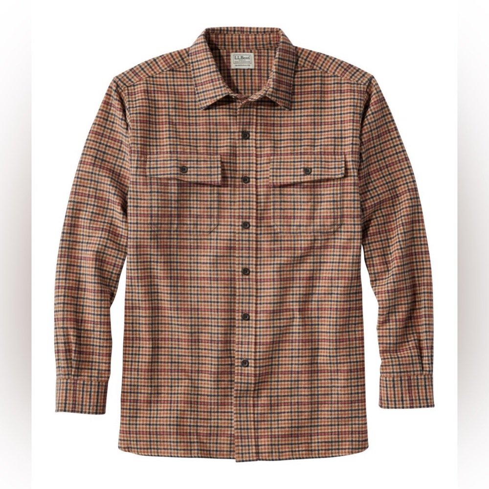 LL Bean NWT Men's Chamois Long Sleeve Button Down Shirt Traditional Fit Plaid